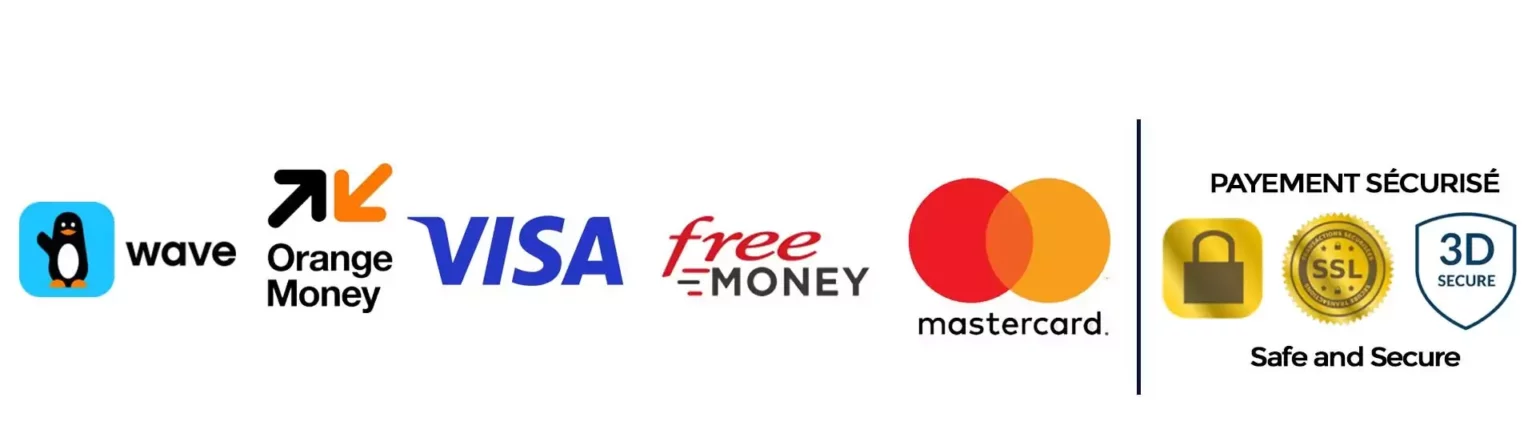 Paiements acceptés : Wave, Orange Money, Visa, Free Money, Mastercard